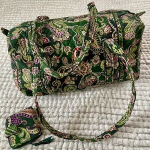 Vera Bradley quilted cotton green paisley duffel bag and wallet